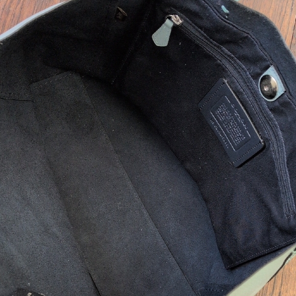 COACH I Light Aqua Blue Derby Pebble Leather Tote Bag Purse with Silver Tag - Picture 14 of 16